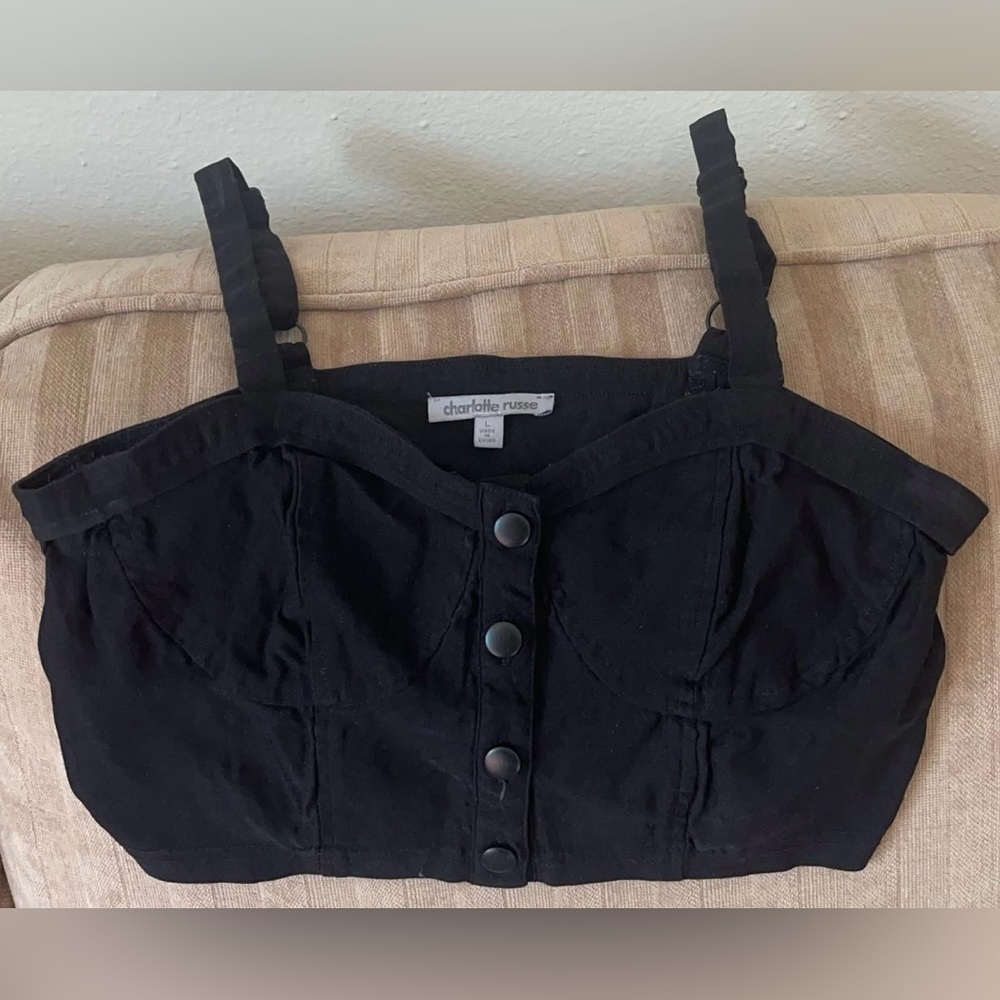 Charlotte Russe Large black button crop top